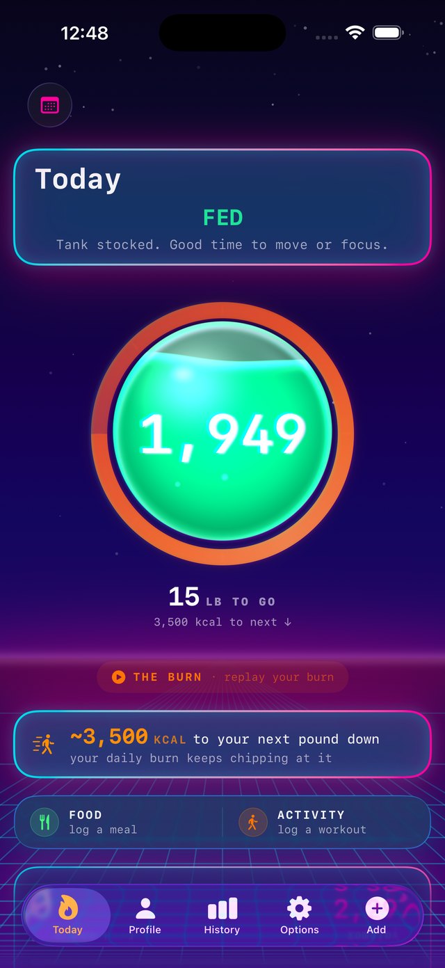 RESERVE cyberpunk synthwave theme with purple neon orb